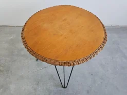 Pamono Mid-Century Modern Patio Wicker Table, Italy, 1950s><noscript><img width=