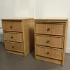 Pamono Mid-Century Modern Rattan Three-Drawer Bedside Tables, Set of 2