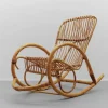 Hot Pamono Mid-Century Modern Rattan and Bamboo Rocking Chair, 1960s