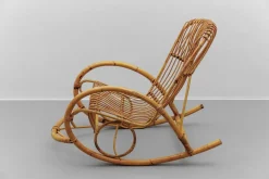 Hot Pamono Mid-Century Modern Rattan and Bamboo Rocking Chair, 1960s