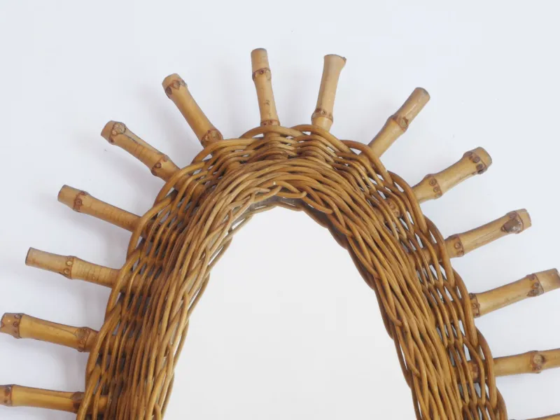 Hot Pamono Mid-Century Modern Rattan Oval Mirror, 1960s