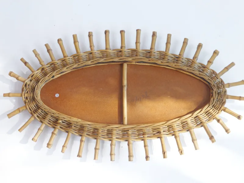 Hot Pamono Mid-Century Modern Rattan Oval Mirror, 1960s