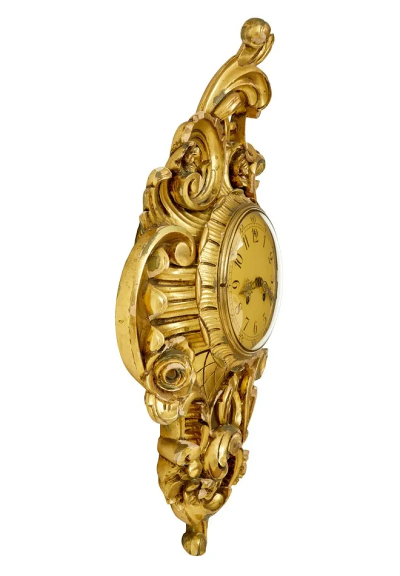 Pamono Mid-Century Modern Rococo Revival Carved Gilt Clock from Westerstrand, 1950s> Clocks