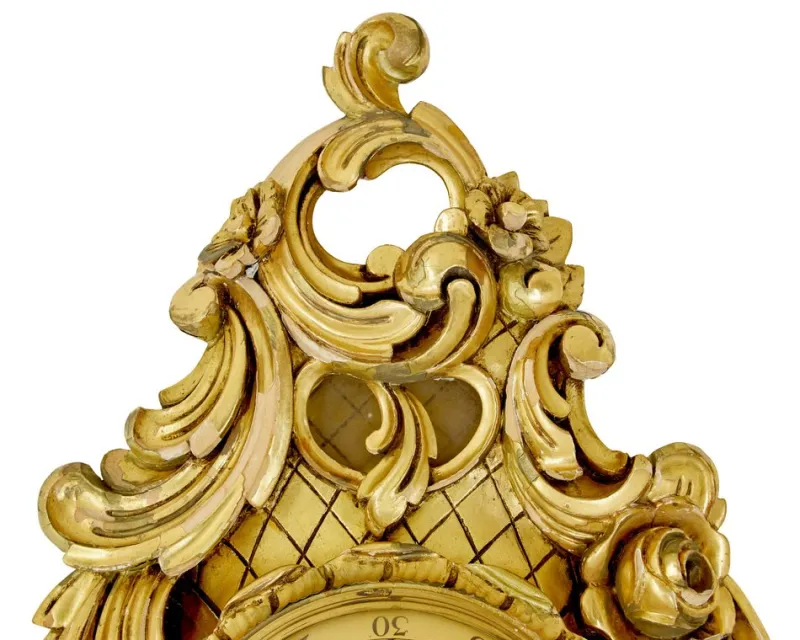 Pamono Mid-Century Modern Rococo Revival Carved Gilt Clock from Westerstrand, 1950s> Clocks