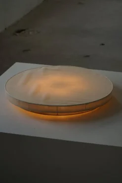 Pamono Mid-Century Modern Round Linen Flush Mount, 1950s> Ceiling Lights