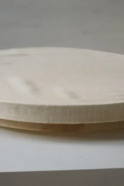 Pamono Mid-Century Modern Round Linen Flush Mount, 1950s><noscript><img width=