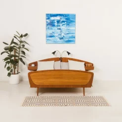 Clearance Pamono Mid-Century Modern Scandinavian Queen Size Bed with Nightstands and Lamp, 1950s