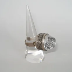 Pamono Mid-Century Modern Silver and Rock Crystal Ring by Bengt Hallberg, Sweden, 1969><noscript><img width=
