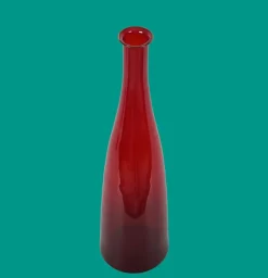 New Pamono Mid-Century Modern Smoked Ruby Red Blown Murano Glass Bottle, Italy, 1970s