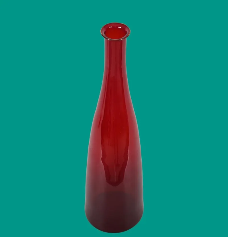 New Pamono Mid-Century Modern Smoked Ruby Red Blown Murano Glass Bottle, Italy, 1970s