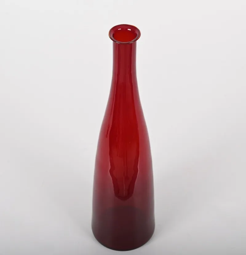 New Pamono Mid-Century Modern Smoked Ruby Red Blown Murano Glass Bottle, Italy, 1970s