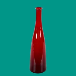 New Pamono Mid-Century Modern Smoked Ruby Red Blown Murano Glass Bottle, Italy, 1970s