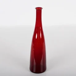 New Pamono Mid-Century Modern Smoked Ruby Red Blown Murano Glass Bottle, Italy, 1970s
