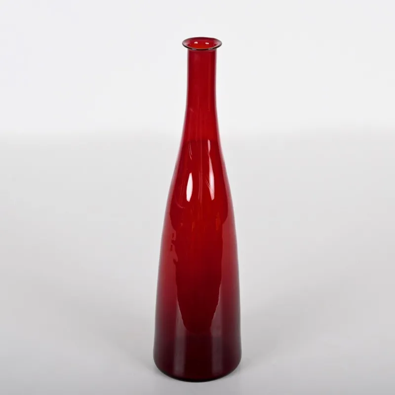 New Pamono Mid-Century Modern Smoked Ruby Red Blown Murano Glass Bottle, Italy, 1970s