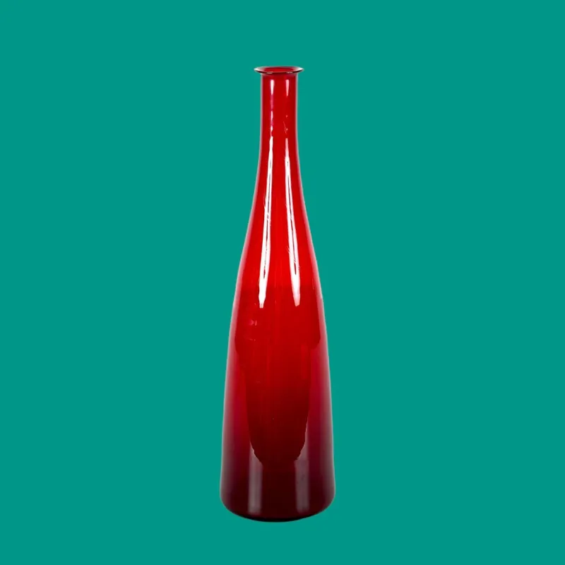 New Pamono Mid-Century Modern Smoked Ruby Red Blown Murano Glass Bottle, Italy, 1970s