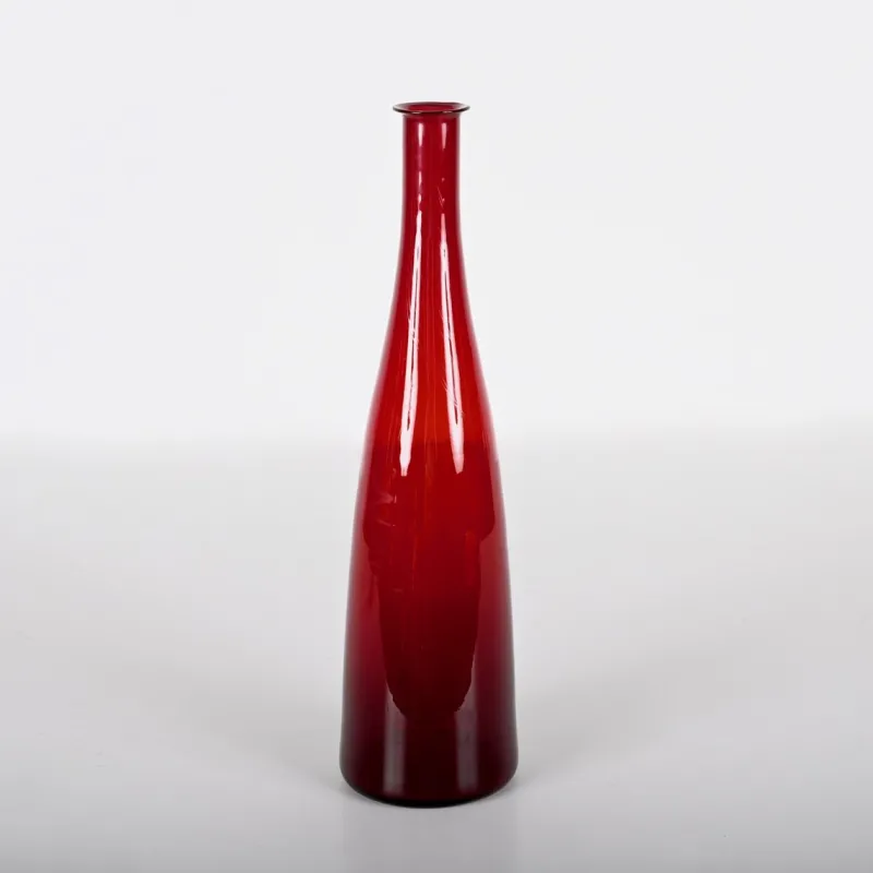 New Pamono Mid-Century Modern Smoked Ruby Red Blown Murano Glass Bottle, Italy, 1970s