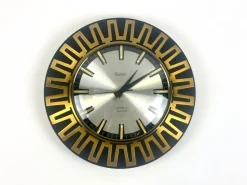 New Pamono Mid-Century Modern Sunburst Wall Clock in Brass Chrometron from Richter Electric, 1960s