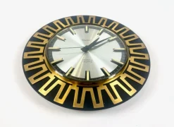 New Pamono Mid-Century Modern Sunburst Wall Clock in Brass Chrometron from Richter Electric, 1960s