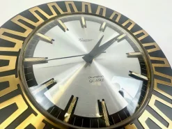 New Pamono Mid-Century Modern Sunburst Wall Clock in Brass Chrometron from Richter Electric, 1960s