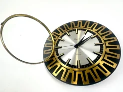 New Pamono Mid-Century Modern Sunburst Wall Clock in Brass Chrometron from Richter Electric, 1960s