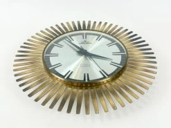 Pamono Mid-Century Modern Sunburst Wall Clock in Brass from Meister Anker, 1960s> Clocks