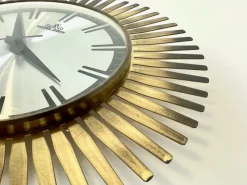 Pamono Mid-Century Modern Sunburst Wall Clock in Brass from Meister Anker, 1960s><noscript><img width=