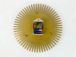 Pamono Mid-Century Modern Sunburst Wall Clock in Brass from Meister Anker, 1960s><noscript><img width=