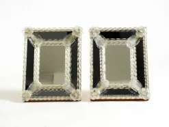 Pamono Mid-Century Modern Table Mirrors with Murano Glass Rosettes, 1950s, Set of 2> Mirrors