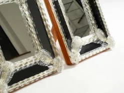 Pamono Mid-Century Modern Table Mirrors with Murano Glass Rosettes, 1950s, Set of 2><noscript><img width=
