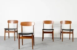 Pamono Mid-Century Modern Teak and Leatherette Dining Chairs, 1960s, Set of 4