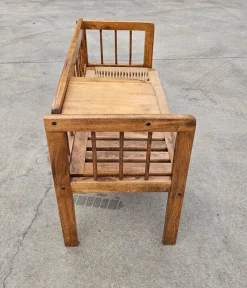 Pamono Mid-Century Modern Telephone Bench with Danish Paper Cord Seat, Former Yugoslavia, 1960s><noscript><img width=