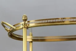 Pamono Mid-Century Modern 2-Tier Brass and Glass Bar Cart in the style of Maison Baguès, 1950s><noscript><img width=