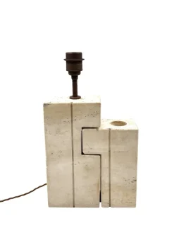 Pamono Mid-Century Modern Travertine Sculptural Table Lamp, Italy, 1960s><noscript><img width=