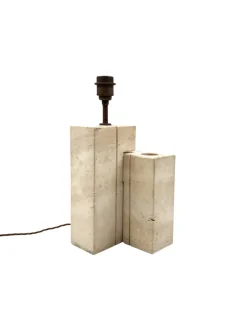 Pamono Mid-Century Modern Travertine Sculptural Table Lamp, Italy, 1960s><noscript><img width=