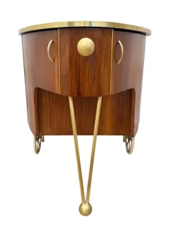 Pamono Mid-Century Modern Trolley in Teak Veneer and Brass, 1950s><noscript><img width=