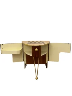 Pamono Mid-Century Modern Trolley in Teak Veneer and Brass, 1950s><noscript><img width=