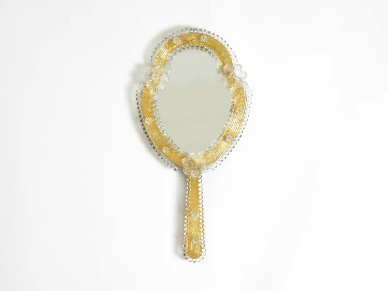 Pamono Mid-Century Modern Venetian Wall Mirror with Murano Glass Rosettes, 1950s> Mirrors