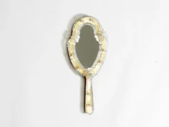 Pamono Mid-Century Modern Venetian Wall Mirror with Murano Glass Rosettes, 1950s><noscript><img width=