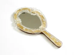 Pamono Mid-Century Modern Venetian Wall Mirror with Murano Glass Rosettes, 1950s><noscript><img width=