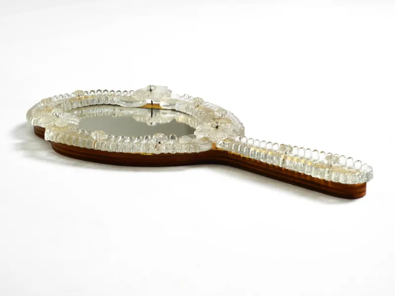 Pamono Mid-Century Modern Venetian Wall Mirror with Murano Glass Rosettes, 1950s> Mirrors