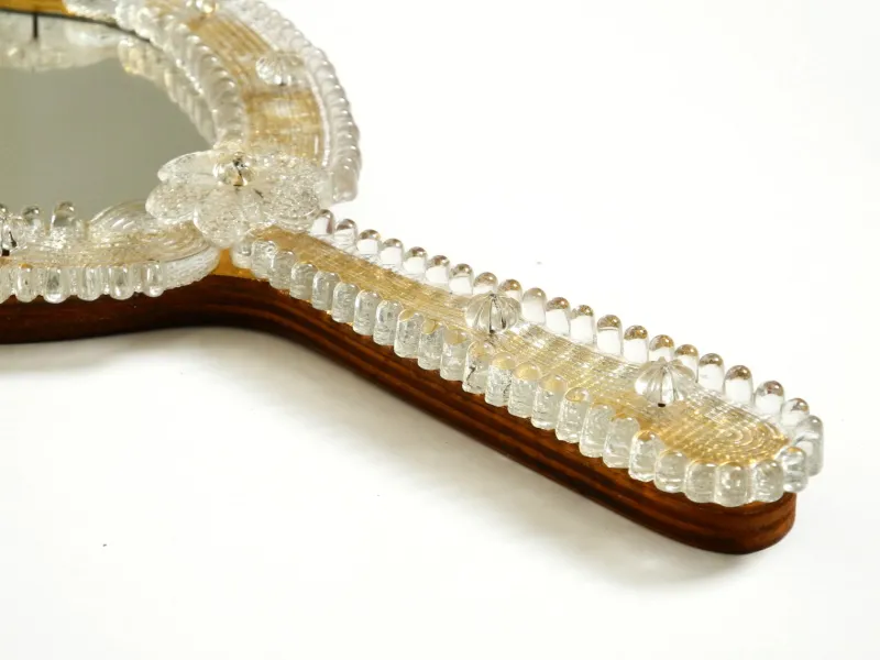 Pamono Mid-Century Modern Venetian Wall Mirror with Murano Glass Rosettes, 1950s> Mirrors