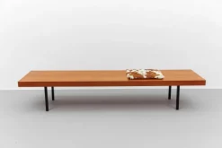 Outlet Pamono Mid-Century Modern Walnut Bench with Metal Feet, 1960s