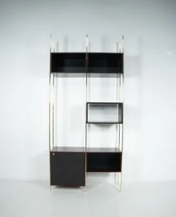 Hot Pamono Mid-Century Modern Wood and Brass Bookcase attributed to Jules Wabbes, 1960s