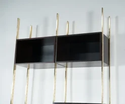 Hot Pamono Mid-Century Modern Wood and Brass Bookcase attributed to Jules Wabbes, 1960s