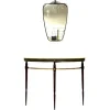 Pamono Mid-Century Modernist Console Table with Mirror in Brass, 1950s, Set of 2