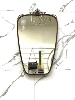 Pamono Mid-Century Modernist Console Table with Mirror in Brass, 1950s, Set of 2