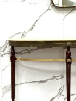 Pamono Mid-Century Modernist Console Table with Mirror in Brass, 1950s, Set of 2