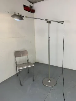 Pamono Mid-Century Modernist French Industrial Steel Floor Lamp from Ferdinand Solère, 1950s><noscript><img width=