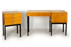 Pamono Mid-Century Modular Ash Desk with Mirror from Up Zavody, Czechoslovakia, 1970s> Dressing Tables