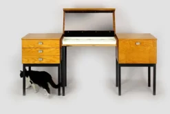 Pamono Mid-Century Modular Ash Desk with Mirror from Up Zavody, Czechoslovakia, 1970s><noscript><img width=